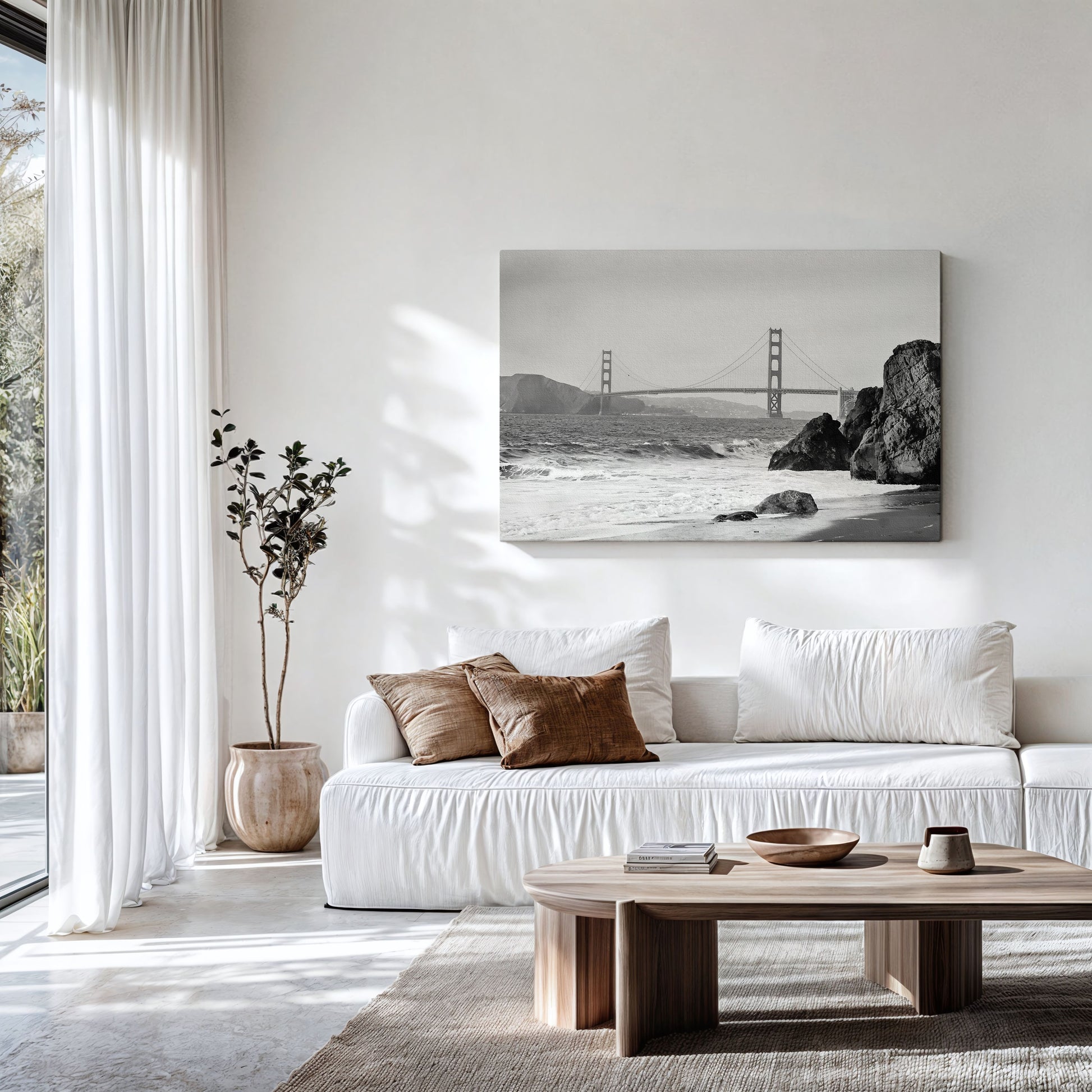 Golden Gate Canvas | Black and White Print | 17 Mile