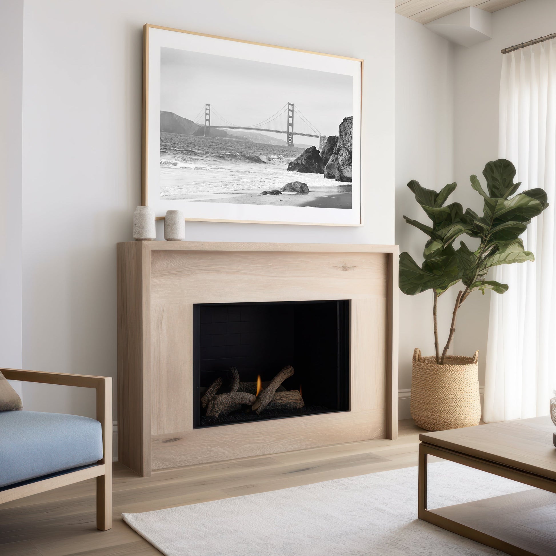 Golden Gate Canvas | Black and White Print | 17 Mile