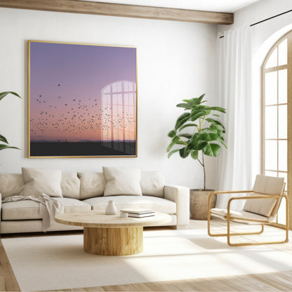 Flock of Birds Canvas | Sunset Birds Wall Art | 17 Mile