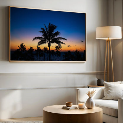 Cancun Sunset Palm Tree Print