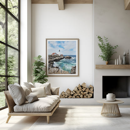 Portland Head Lighthouse Photography Print in living room