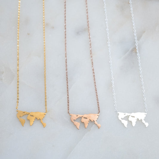 World Map Necklace | Stainless Steel Necklace | 17 Mile