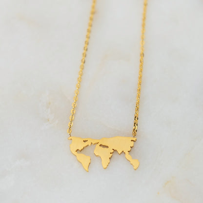 World Map Necklace | Stainless Steel Necklace | 17 Mile